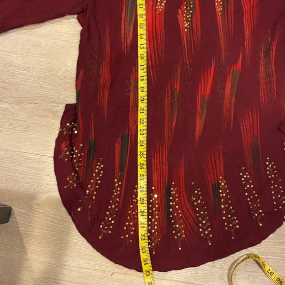 Greater Good Size 1X/2X Rust Red Bedazzled Patterned Tunic New Without Tags plus - Picture 6 of 8